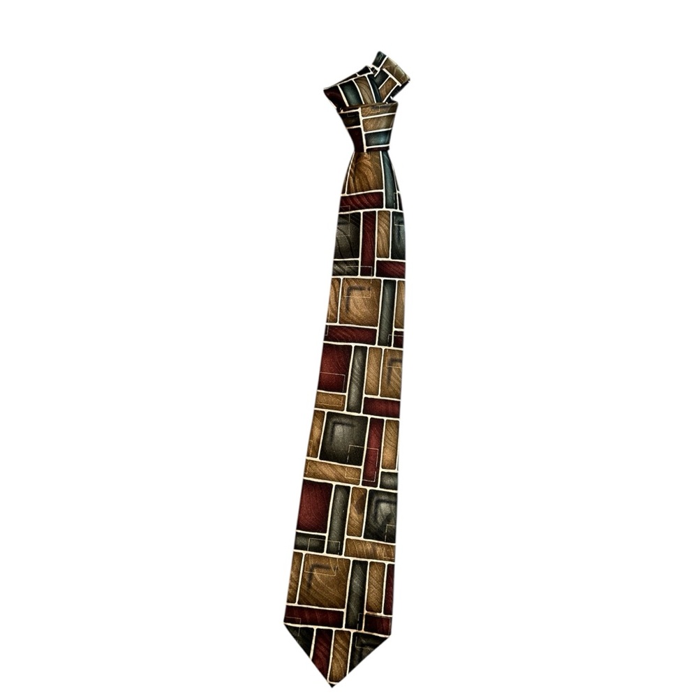 ARROW USA 1851 Green, maroon n red patterned SILK tie